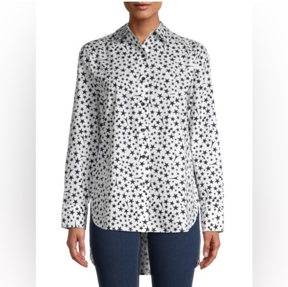 Karl Lagerfield Paris High Low Collared Blouse Tunic